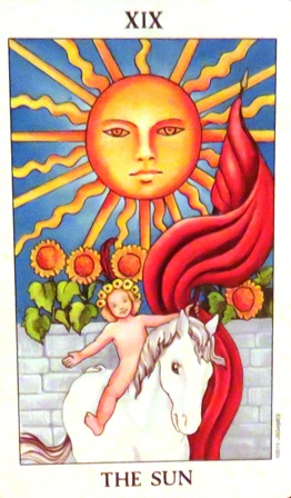 Positivity, Fun, Play, Warmth, Radiance, Success, Optimism, Happiness. The Sun stands for prosperity and abundance. 