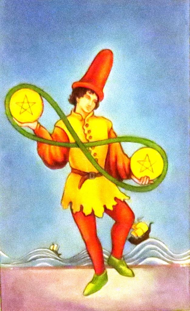 The Two of Pentacles is all about balancing and juggling different jobs, relationships and rolls simultaneously. In everyday life it is pretty common to have more than one responsibility at a time.