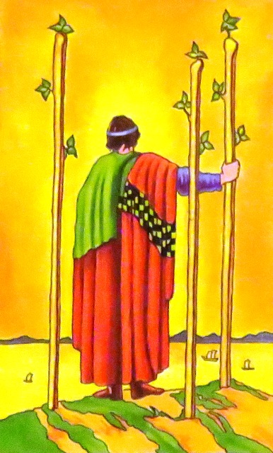 The Three of Wands denotes that all of your planning and research have come into play and you are making the next move. Everything is going along nicely and as expected, thanks to your solid plans and ongoing ambition.