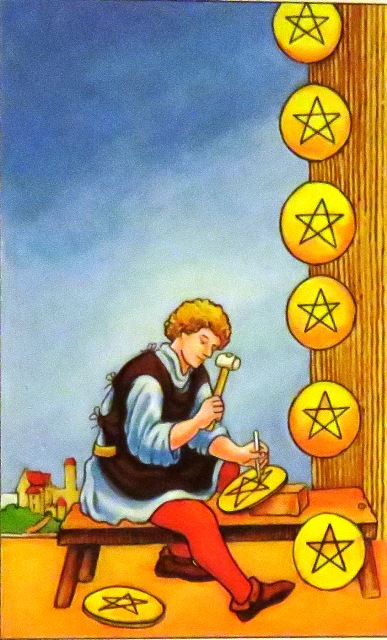 The Eight of Pentacles is a card of skill and mastery. It suggests a need for getting things done. The more we work on something the better we become at it. Be open to developing your skills. 