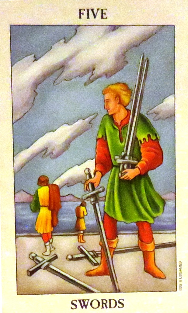 FIVE OF SWORDS - Disagreement or conflict. Choose your battles wisely. 