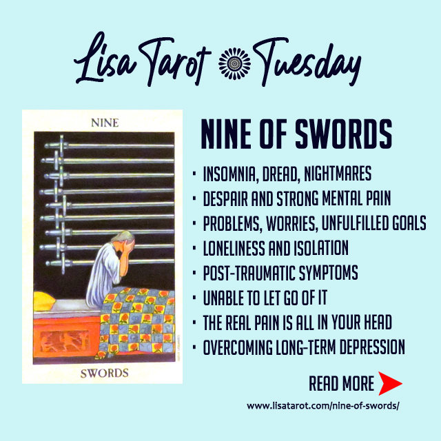 Nine of Swords represents worry, fear and anxiety.