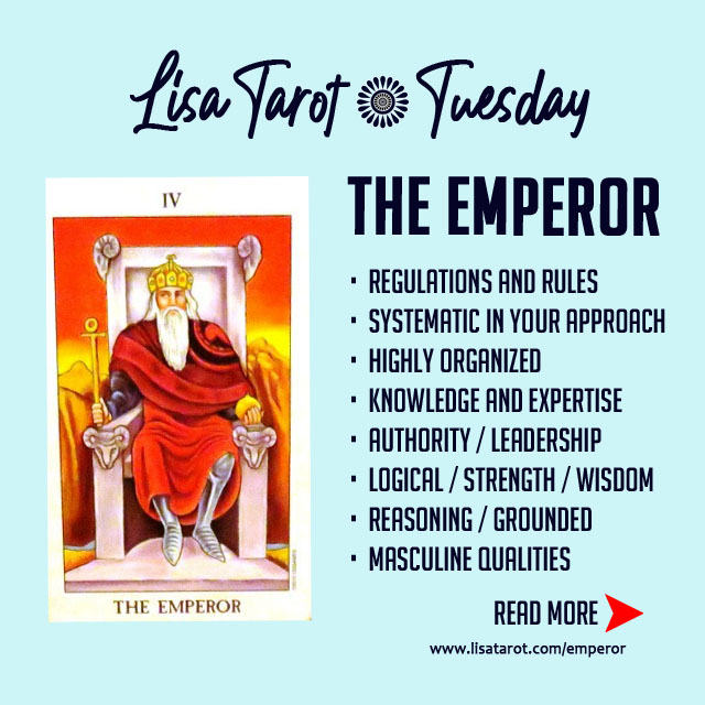 The Emperor appearing in a reading suggests a period of great stability and security in your life.  You are on top of things and have everything under control.  Keep up the hard work,  stay focused and let nothing stand in your way. 