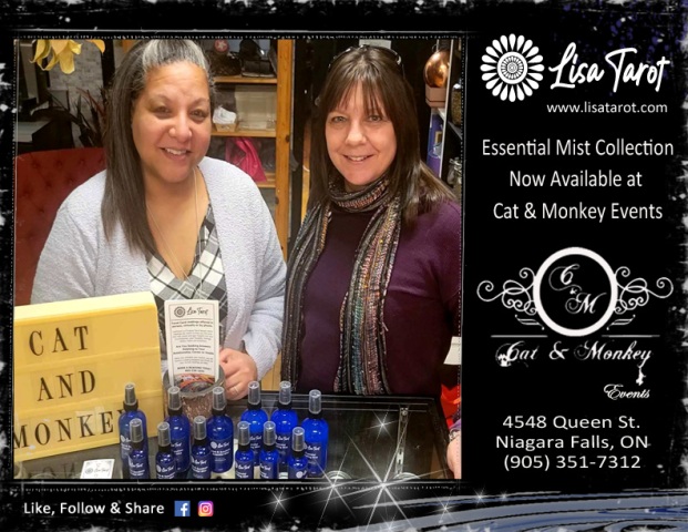 LisaTarot Essential Mist Collection Now at Cat and Monkey Events, 4548 Queen Street , Niagara Falls, ON